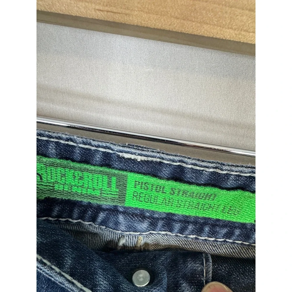 Rock & Roll Cowboy Pistol Straight Leg Jeans Dark Wash Mens 40x32